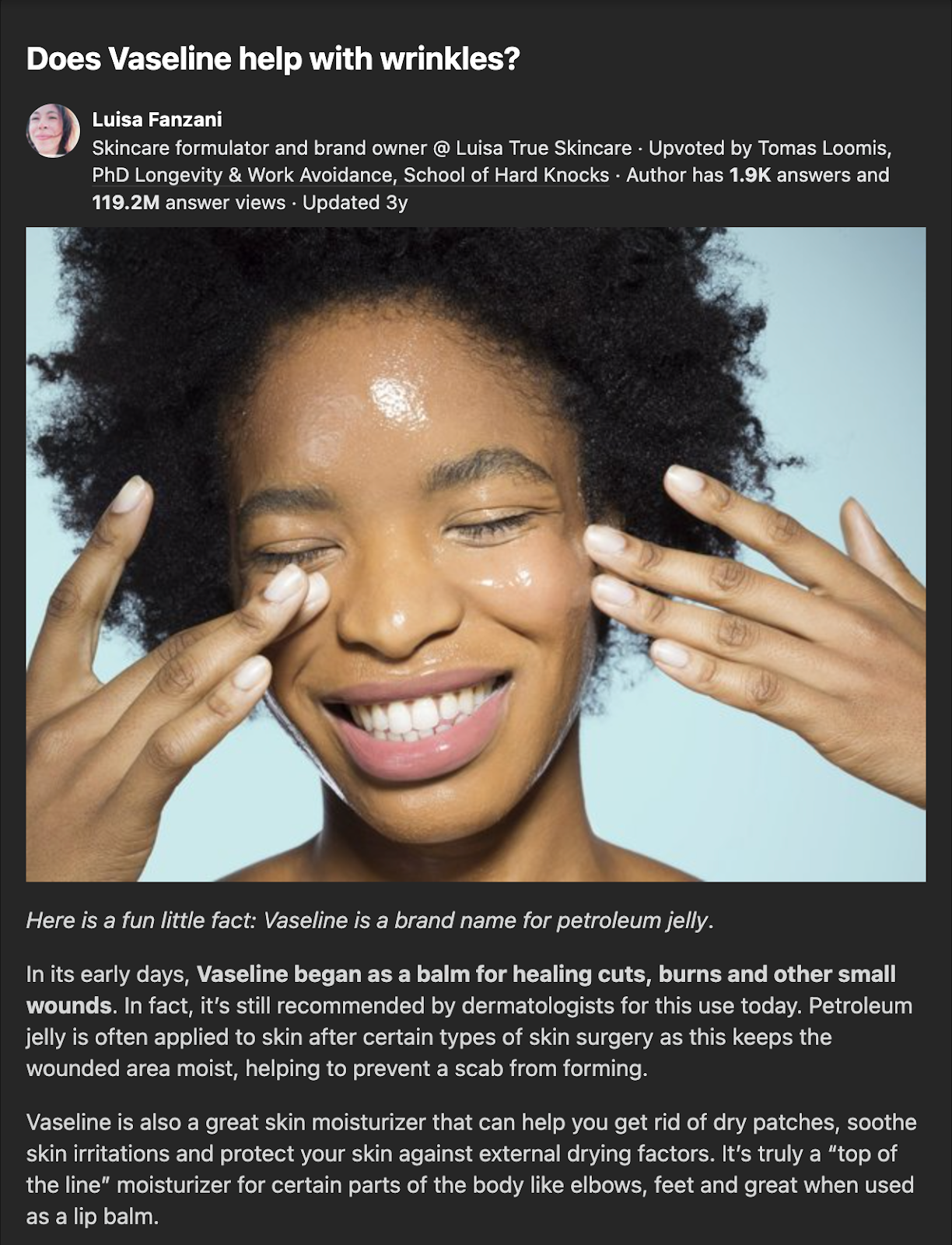 Cited content on Quora, example