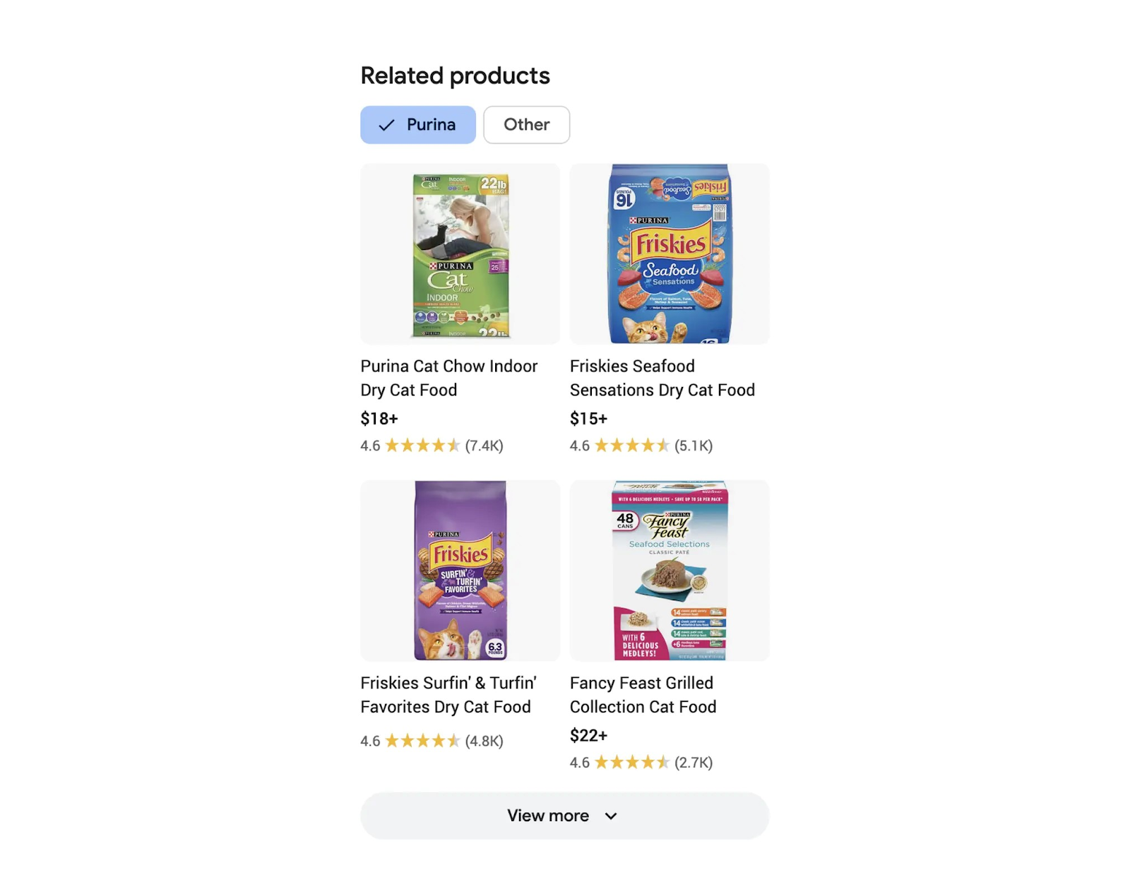 Related products on mobile SERP