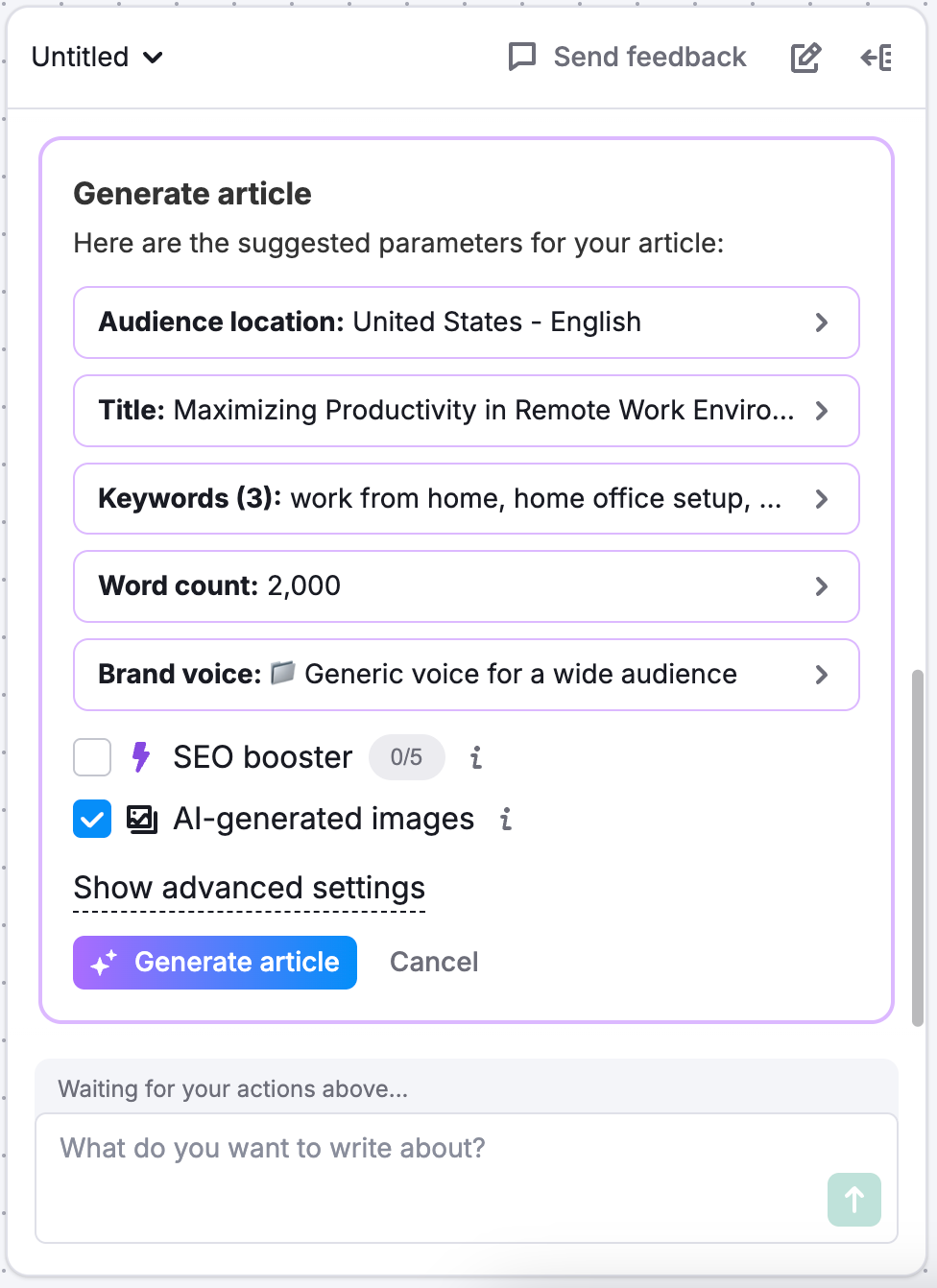 A prompt and follow-up question in the "create new&rdquo; workflow.